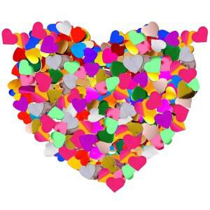 프릭시파이크 레인보우 하트 메탈릭 호일 색종이 8000개 채움 풍선 결혼식 졸업 파티 장식용 반짝이는 테이블 색종이, 60g