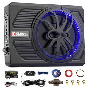 VQP 800W 차량 서브우퍼, 10 u201D 슬림 액티브 파워 내장 앰프가 있는 스테레오 오디오 언더 시트 앱 제어 컬러 LED 앰비언트 라이트