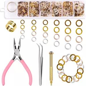 TOROKOM 1014개 네일 아트 당글 참 피어싱 도구 핸드 드릴 점프 링 오프너로 보석 제작을 위한 6사이즈