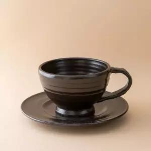 [하프클럽/브이와이]이천도자기 커피잔 유리 받침 세트 도자기 250ml