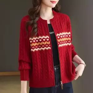 엘럽 여자 니트 춘추 코트 점퍼 빅사이즈 야구 집업 원템3