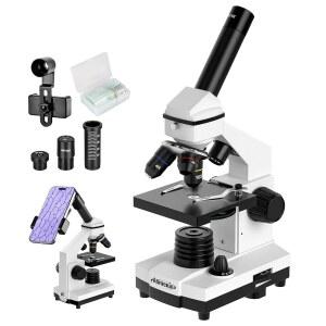 슬라이드가 있는 학생을 위한 Aomekie AO1003 64X-160X-640X 생물학적 화합물 단안 현미경 - 올메탈 프레임워크
