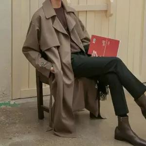 남성용 가을 세미 더블 오버핏 남 코트 트렌치 KS3