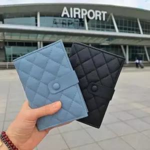 [JED] 수납 케이스 카드 여권지갑 가죽 퀼팅 홀더 여행용 2컬러