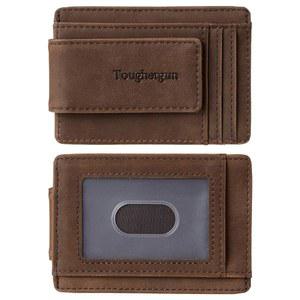 남성 터프건 슬림 지갑 RFID 차단 머니 클립 미니멀리스트 프론트 포켓 신용카드 홀더 신분증 창이 마그네틱 얇은
