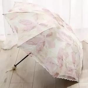 [JED] 여름 자수 디자인 접이식 여성 차단 나뭇잎 양산 자외선 패턴 휴대용