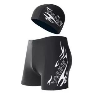 남성 스포츠 수영복 사각 트렁크 수영바지 + 수영모자 세트 K 물놀이 해변 로미홀리 복 트렁크