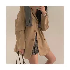 여성 자켓 가을 빈티지 메일라드 정장넥 무스탕 캐주얼 긴팔 코트 OP3