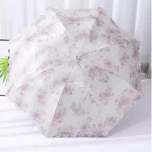 [JED] 3단 차단 겸용 자수 자외선 썬블록 양우산 우산 양산 플라워 레이스 UV 접이식