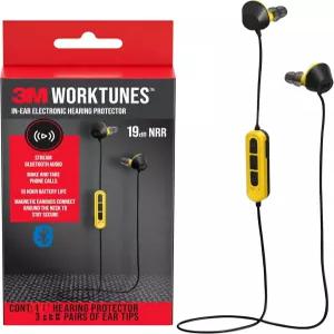 3M WorkTunes 이어버드 보청기 19dB NRR 소음 감소 통화 및 음악용 블루투스 6.0 전자 청력 IPX4 등급 물