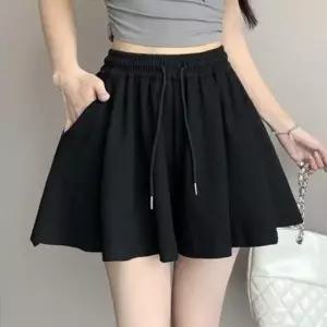 [의류] 여름 와이드 팬츠 밴딩 치마 반바지 통기성 큐롯 밴드 숏팬츠 데일리 편한 바지