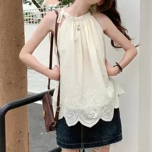 [오노마] ONM G126915_펀칭자수 A라인 민소매나시 블라우스