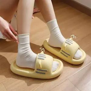 [오노마] ONM 야옹이 고양이귀 여성용 거실 푹신 두툼한 슬리퍼 편