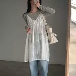 [오노마] ONM 여성 화이트 시스루 나시원피스 러블리 레이어드룩