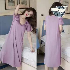 [오노마] ONM 모달 쿨링 반팔 롱 원피스 편안한 수면복 여름