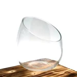 [콩심팥심]유리화분 화병 수반 N1215 (사선반원) 12x15cm