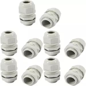 Ruilogod 10pcs M20 x 1.5mm Nylon 2 Holes Adjustable Cable Gland Joint Gray MB20L-H2-06G (id e2c aeb