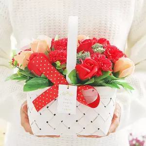 비누꽃 화이트 직사각 카네이션 바구니 레드 어버이날