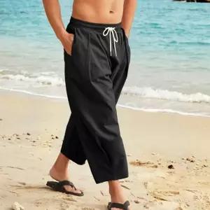 와이드 배기 린넨 마바지 밴딩 배기팬츠