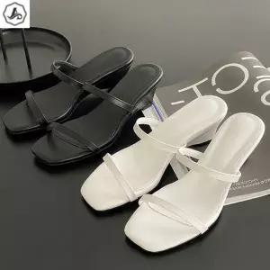 [애슬릿] 뮬 힐 투 스트랩 발편한 웨지힐 슬리퍼 5cm