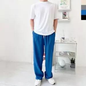 [JED] 여름 슬랙스 쿨링 남성 와이드 팬츠 바지 밴딩 찰랑거리는 통기성 냉감