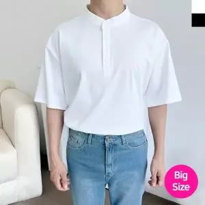 블레오 남자 여름 빅사이즈 차이나 카라 반팔 티셔츠 DM260318116