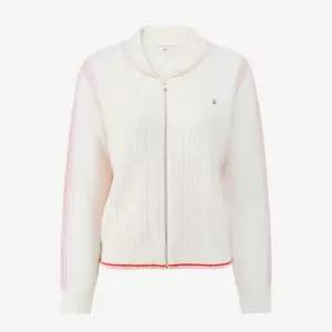 [롯데백화점]DEWL 핑크 배색 숄카라 집업 카디건 D261KSL012