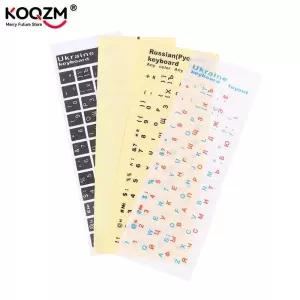 범용 PC 노트북 액세서리용 우크라이나 언어 키보드 스티커 블랙 클리어 배경 화이트 블루 레드 글자