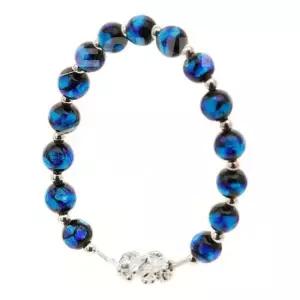 염원팔찌 비휴 불교 은 팔찌 블루 염주 유리공예