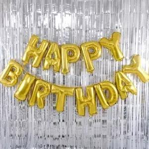 실버 커튼 파티장식 생일 골드 세트 소품 + 풍선 은박