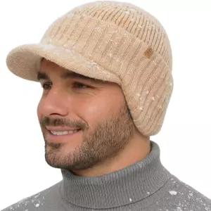 TOP-EX 드라이니트TM 방수 메리노 울 비니 모자 브림 이어 플랩 플리스 안감 스키 캡 추운 날씨와 큰