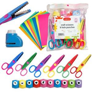 장식 모서리가 재미있는 펀치 인크래터블 모양 26피스 10개 10개와 U2013 있는 크래프팅 공예 구멍 다채로운 6개 세트 종이 가위