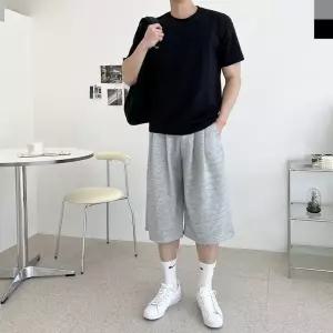 남성운동반 대학생반 트레이닝 7부 여행룩 반바지 남성바지 남성