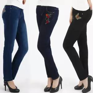 여성 자수진 스판청 워싱데님 자수 데님 팬츠 청바지 3종