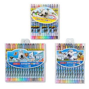 [오피스스쿨] 동아 빼꼼 샤프식 색연필 (12색,16색,24색) 유아용 미술준비물 캐릭터 국내산색연필 돌돌이