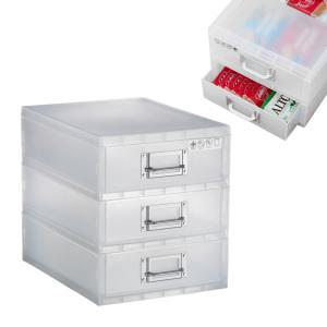 시스맥스 아이박스 중형 3단 필기구 생활용품 화장품 수납함 정리함