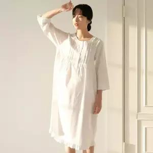 메이플라워 화이트퓨어 7부 순면 여성 빅사이즈 원피스 잠옷