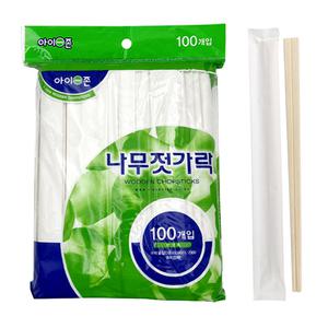 아이존 나무 젓가락 100개 일회용 고급 위생 저분 소풍 캠핑 야외 나들이 필수품