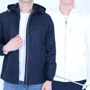 꽃중년 봄 여름 바람막이 경량 홑겹 얇은 무지 작업복 상의 등산복 방수 방풍 매쉬 간절기 흰색 자켓 겉옷 여름용 단체 냉감