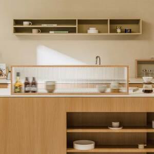 [우드레이]밀키 주방 아일랜드 유리 파티션