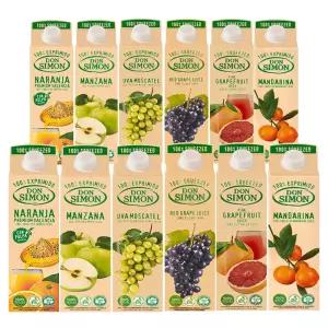 돈시몬 100% 착즙주스 오렌지1L+사과1L+백포도 모스카텔1L+적포도1L+자몽1L+만다린 감귤1L 각2개 (총12개)
