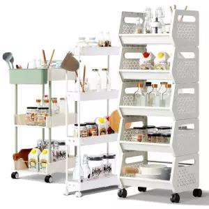 이동식 슬림트롤리 4단 세탁기옆선반 냉장고옆수납장