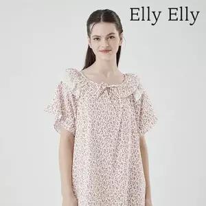 프리미엄 프릴레이스 반소매 원피스 홈드레스 부드러