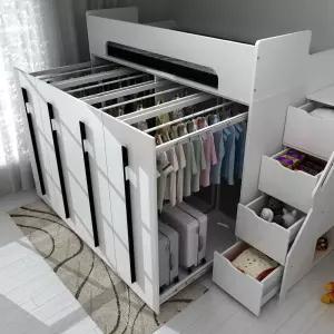 네오 슬라이딩 옷장 수납 벙커침대 슈퍼싱글 원룸 기숙사 이층침대