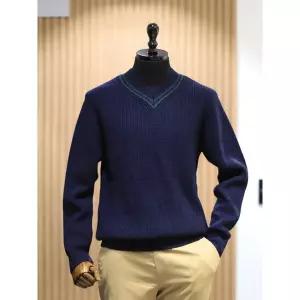 갤러리아 BON 24F/W 네이비 V넥 아이비리그 풀오버 니트 BN4FSW822