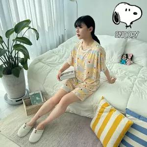스누피 쫀쫀 스판 잠옷 커플 남성 여성 빅사이즈 상하세트 홈웨어/옐로