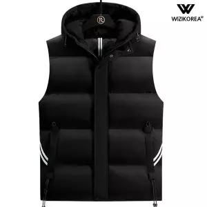 [하프클럽/위즈아이]남성 라인 후드 패딩조끼 남자 남성 스포티 베이직 기본 WI004PV