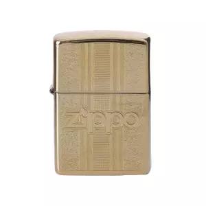 [지포] 지포 ZP29677 클래식 하이폴리쉬 패턴 로고 스탬프 골드 라이터
