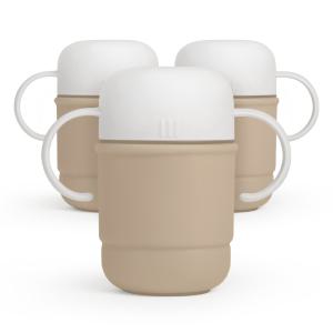 모니 자기주도식 흘림방지 유아컵 양손 멀티 빨대컵 250ml / 밀크베이지 x 3