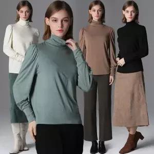 [홈쇼핑방송/르오트(LeOT)] 울 블렌디드 퍼프 셔링 터틀넥 티셔츠(4종택일)